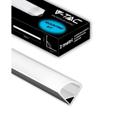 Afbeelding van V TAC 1 x aluminium hoekprofiel van 2 meter voor ledstrips profielen met gesatineerde afdekking maximale breedte de ledstrip: 10,5 mm afmetingen: 21,3 15,8