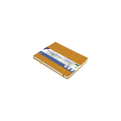 Afbeelding van Kangaro schetsboek A5 landscape okergeel PU hardcover met elastiek en lint K 861231