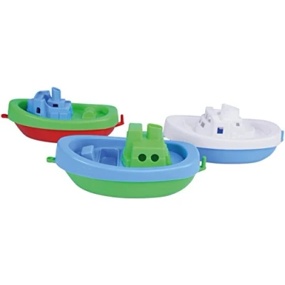 Afbeelding van Lena 65470 Waterplezier 3 delige bootset, kunststof bootjes voor in bad, waterspeelgoedzet peuters vanaf 1 jaar, drijvende speelgoedboten met trekhaak, zwembad of zandbak