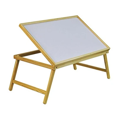 Afbeelding van Aidapt Bedtafel inklapbare poten verstelbaar blad hout 65x40x35cm