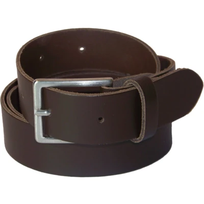 Afbeelding van Extra lange 100% leren Riem 3 cm. breed, taillemaat 125 Donkerbruin.