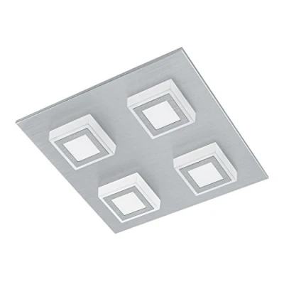 Afbeelding van EGLO Plafondlamp Masiano, 4 pits led paneel, lamp plafond van aluminium en kunststof, plafondverlichting, opbouw vloerlamp, warm wit