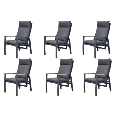 Afbeelding van AVH Collectie Kota dining tuinstoel verstelbaar antraciet aluminium set van 6