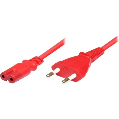 Afbeelding van Stroomkabel met rechte C7 plug en stekker 2x 0,75mm / rood 1,8 meter