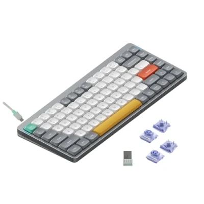Afbeelding van Nuphy Air75 v2 QMK/VIA Mechanisch Toetsenbord, 75% Low Profile Draadloos Bluetooth 5.1, 2.4GHz en bekabelde verbinding, Compatibel met Windows Mac OS Lunar Gray (Wisteria)