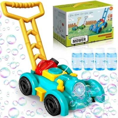 Afbeelding van JEDWKFA grasmaaier bellenmachine voor kinderen, LED bellenmaaier, kinderfeestjes &amp; verjaardagen, met bellen kinderen vanaf 3 4 5 jaar