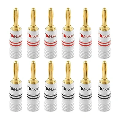 Afbeelding van Nakamichi 24K vergulde bananenstekker 12 AWG 18 Maatmaat 4 mm flexibele aansluiting van de kabels, hifi boxen, versterkers, AV receivers, geluids en stereosystemen stuks (6 paar)