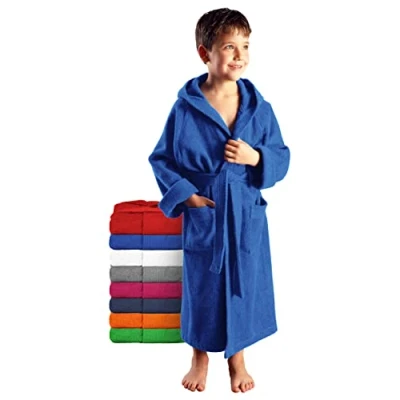 Afbeelding van Arus Kinderbadjas, 100% Katoenen Badstof, met capuchon, Blauw royal, 176