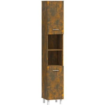 Afbeelding van vidaXL Badkamerkast 30x30x179 cm bewerkt hout gerookt eikenkleurig