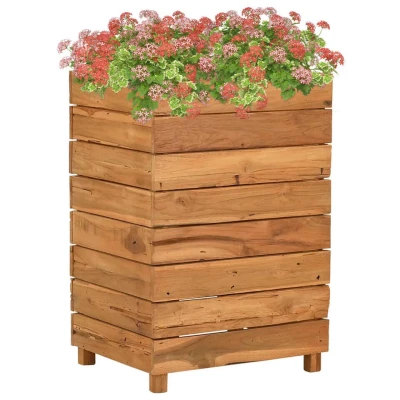 Afbeelding van Plantenbak verhoogd 50x40x72 cm massief teakhout en staal
