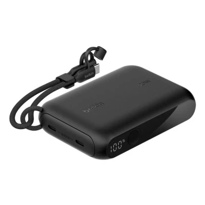 Afbeelding van Belkin Power Bank 10000mah, compacte Draagbare Oplader USB C, 2 C poorten, digitaal display voor batterijstatus, 20 W iPhone 16/15 serie, Samsung Galaxy S25, S24, Pixel 9, iPad etc. Zwart