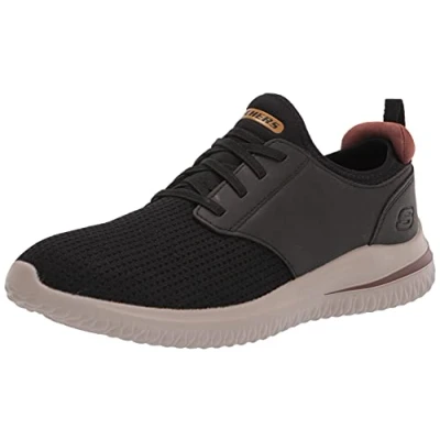 Afbeelding van Skechers Heren Delson 3.0 Cicada Gebreide Bungee Lace Slip On, Zwart gebreid gaas, 47.5 EU