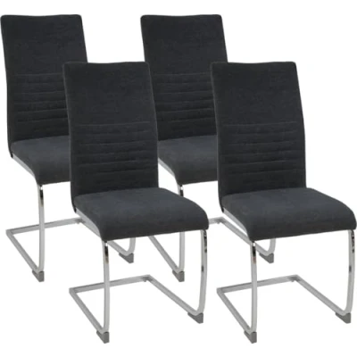 Afbeelding van ALBATROS Sledestoel Lugano Set van 4, Grijs Eetkamerstoel Schommelstoel met Modern Ontwerp, Stoffen Bekleding, Dikke Bekleding Keukenstoel, Gestoffeerde Eetkamerstoel, Eettafelstoel