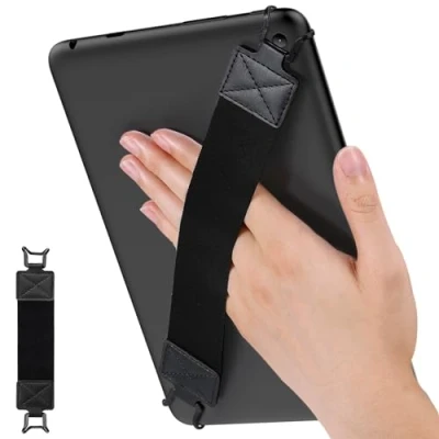 Afbeelding van MoKo Security Hand Strap for 9 11 Inch tablet, iPad/iPad Pro/iPad Air/Kindle Fire HD/Samsung, High elasticity Versatile Lightweight Finger Grip Holder, Black Belt,