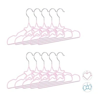 Afbeelding van Relaxdays kinderkledinghanger 10 stuks draad kledinghanger kind klerenhanger set Ster