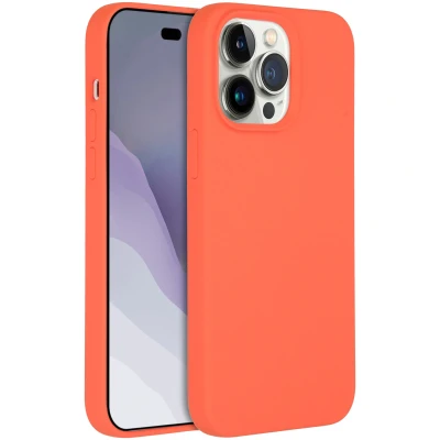 Afbeelding van Apple iPhone 14 Pro Max MagSafe Hoesje Siliconen en TPU (zacht) Accezz Softcase/Backcover Oranje Telefoonhoesje