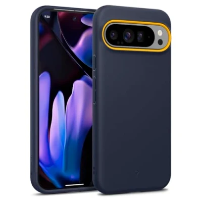Afbeelding van Caseology Nano Pop voor Google Pixel 9 Pro XL hoes, [Zacht en stofvrij materiaal] Zijgreeppatronen Case Cover Blueberry Navy
