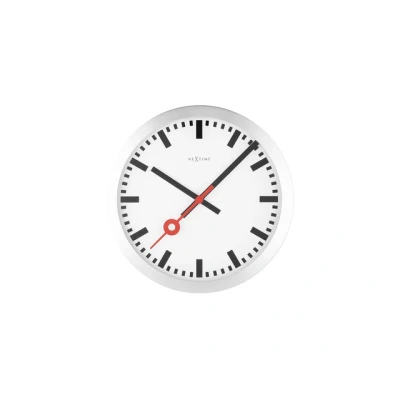Afbeelding van Nextime Tafel of wandklok Station small wit Stripes