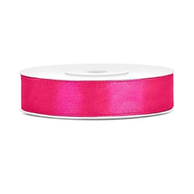 Afbeelding van Satijnlint Polyester Strik En Geschenkverpakking 6/12/25/38/50/100mm x 25m (Maat 12mm Kleur Donkerroze)