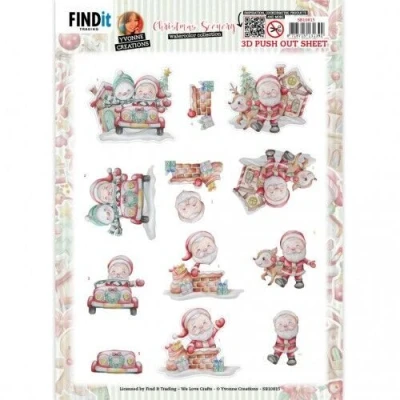 Afbeelding van 3D Push Out Yvonne Creations Christmas Scenery Santa