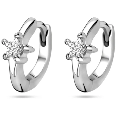 Afbeelding van Zilver gerhodineerd klapoorringen zirkonia 10,5 mm 1339436