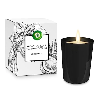 Afbeelding van Air Wick Franse vanille en geroosterde kokosnoot geurkaars 220g 40 uur brandtijd