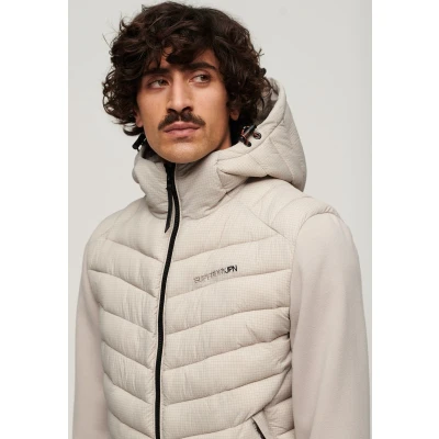 Afbeelding van Superdry Mannen Gewatteerde Hybride Storm jas met Capuchon Beige Grootte: L