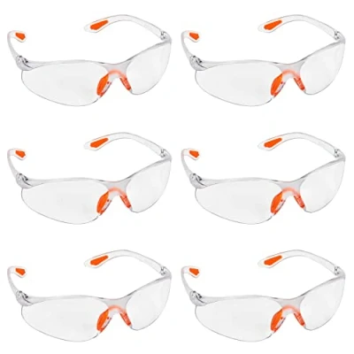 Afbeelding van KURTZY 6 Pak Omwikkel Veiligheids Brillen met Heldere Lenzen en Rubberen Neur Oor Grips Voor een Veilige Pasvorm Kras Bestandige bril Glazen PPE