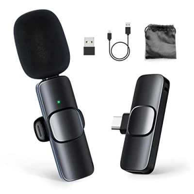Afbeelding van Moman Lavalier Draadloze Microfoon AansteekMicrofoon USB C Draadloos 2,4 GHz Auto Noise Canceling 120 m voor Android Huawei Psmart Mate P40 Samsung Galaxy Type Mobiele Telefoon Smartphone Laptop