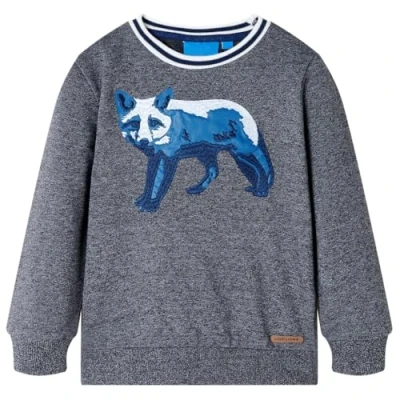 Afbeelding van Kindertrui met vossenprint 140 gemleerd marineblauw