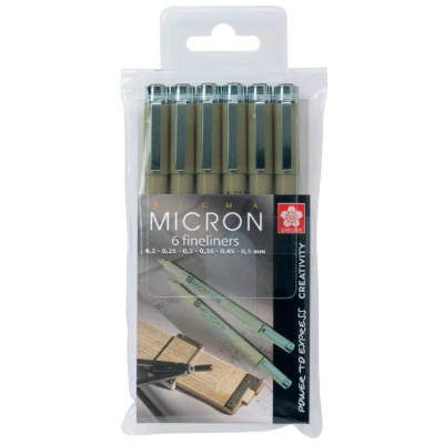 Afbeelding van Fineliner Sakura pigma micron set 6stuks zwart
