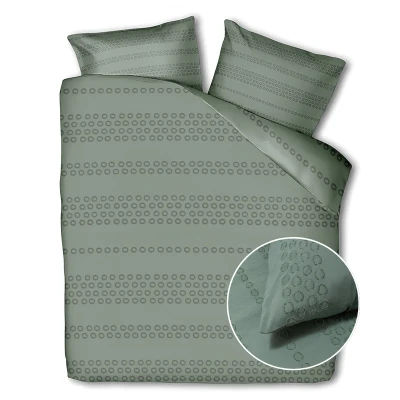 Afbeelding van Dekbedovertrek Ava Salie Lits jumeaux (240x200/220 cm) Microvezel Stippen Groen Fresh &amp; Co Ga naar Dekbed Discounter.nl