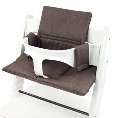 Afbeelding van BAMBINIWELT Vervangende hoes, zitverkleiner, compatibel met STOKKE Tripp Trapp, voor kinderstoel, ORG. gemêleerd donkerbruin ORG