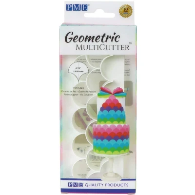 Afbeelding van PME GMC191 Geometric MultiCutter Fish Scale/Scallop, kleine geometrische uitsteekvormen, visschubben, onderdelen, ABS kunststof, wit