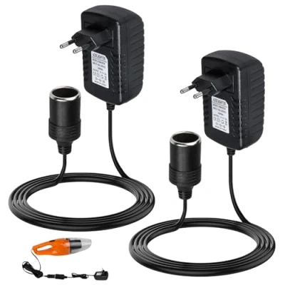 Afbeelding van Netadapter, spanningsomvormer, 220 V naar 12 V, adapter voor sigarettenaansteker, auto koelbox, luchtpomp, autostofzuiger en apparaten