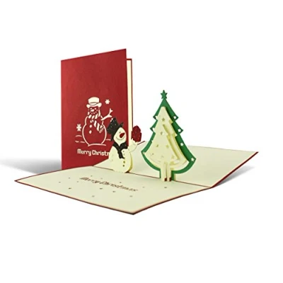 Afbeelding van Kerstkaart met envelop, sneeuwman, cadeaubon, vouwkaart, elegant, klassiek, bijzonder, christelijk hoogwaardig, adventskaart, cadeau idee, Vrolijk Kerstmis, Merry Christmas, W14