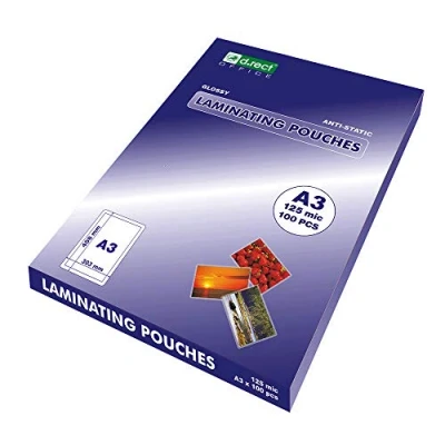 Afbeelding van D.RECT lamineerfolie A3 125mic Hot glanzend verpakking 100 stuks, transparante folie
