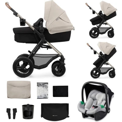 Afbeelding van Kinderkraft MOOV 2 AIR Kinderwagen 3 in 1, met Autostoeltje MINK PRO I Size 40 75 cm, tot 26 kg, Combikinderwagen, Kinderwagenset, Reissysteem, Verstelbare rugleuning, Grijs