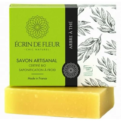 Afbeelding van Écrin De Fleur Handgemaakte theeboomolie zeep biologisch, stevige douchegel, natuurlijke cosmetica, veganistisch, 1 x 90 g