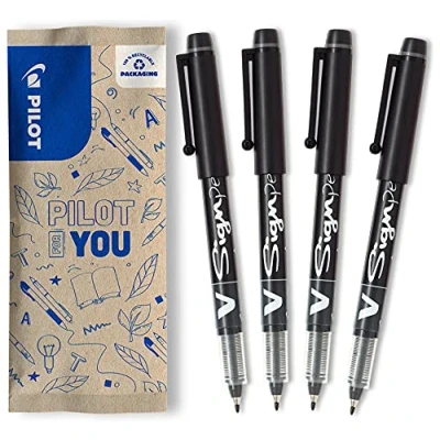 Afbeelding van Pilot 4 stuks V Sign Pen schrijfstiften met vloeibare inkt perfecte lijngeleiding direct drogen heldere kleur zwart viltstiften gemiddelde punt 2,0 mm