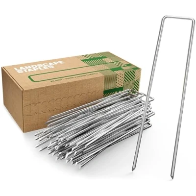 Afbeelding van Gardengloss Anti Roest Stalen Grondankers (100 Stuks) Stevige Voor Onkruidmat, Tuinmat, Schutting &amp; Camping 150 mm Lang, 25 Breed, Ø 3