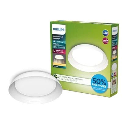 Afbeelding van Philips Fleta plafondlamp Ultra Efficient SceneSwitch lichttechnologie 10W Warmwit licht Wit design Bespaar op energiekosten