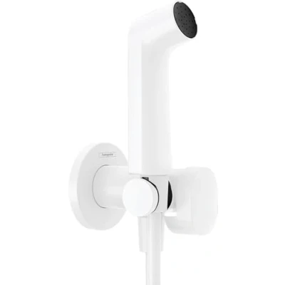 Afbeelding van Hansgrohe bidethanddouche 1jet EcoSmart voor warm water met douchehouder en doucheslang 125 cm, mat wit