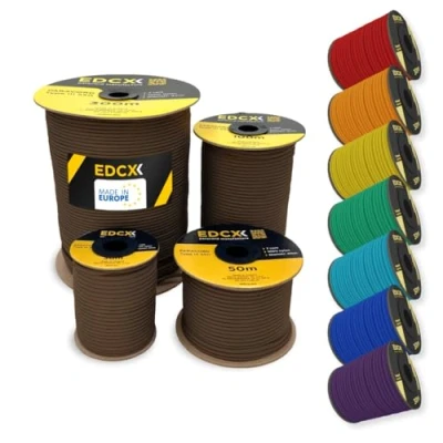 Afbeelding van EDCX 4mm Nylon Paracord 550 30m (100 voet) Type III, 100% Touw, 7 Strand Touw in Effen Kleuren (Chocolate, 30 m)