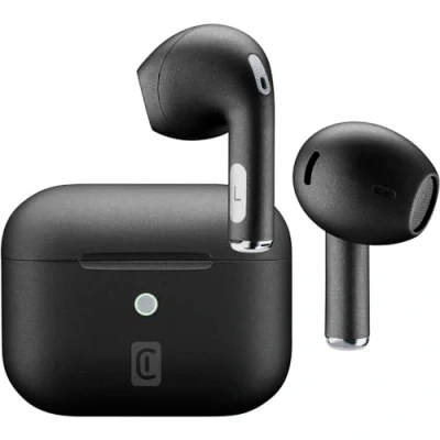 Afbeelding van cellularline CRYSTAL TWS Bluetooth 5.0 draadloze in ear hoofdtelefoon met oplaadhoes Environment Noise Cancelling Talktijd: 3,5 uur Opladen: 1,5 Bereik: 10 m Zwart
