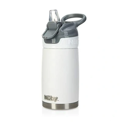 Afbeelding van Nuby Thirsty Kids No Spill Flip It Reflex roestvrijstalen reisbeker, 10 oz, wit