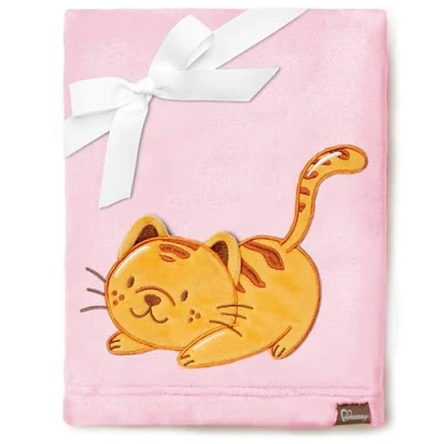 Afbeelding van Be Mammy Warme kinderdeken Knuffel Cadeau voor het kind met 3D applicatie BE20 168 (Poederroze Kat)