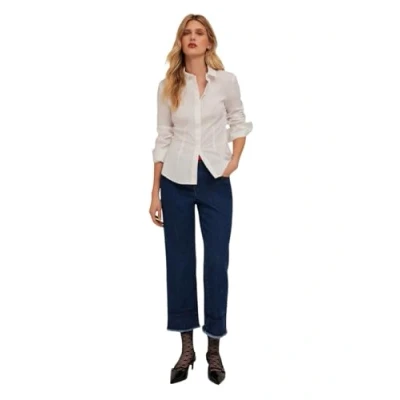 Afbeelding van Motivi: Hemdblouse uit popeline wit 48 lente zomer 24, wit, 42