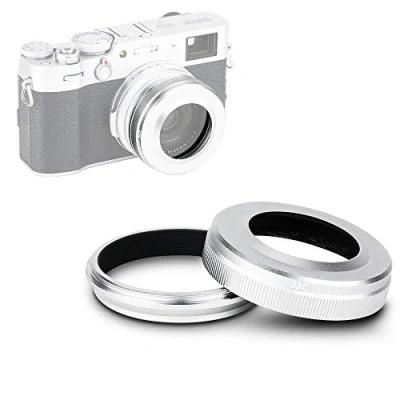 Afbeelding van JJC Metalen zonnekap met adapterring voor Fujifilm Fuji X100VI X100V X100 X100S X100T X100F camera&#039;s, vervangt LH zonneklep, AR adapterring, zilver