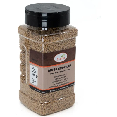 Afbeelding van Tuana Kruiden Mosterdzaad Geel Strooibus 160 Gram Zonder Zout MP0183